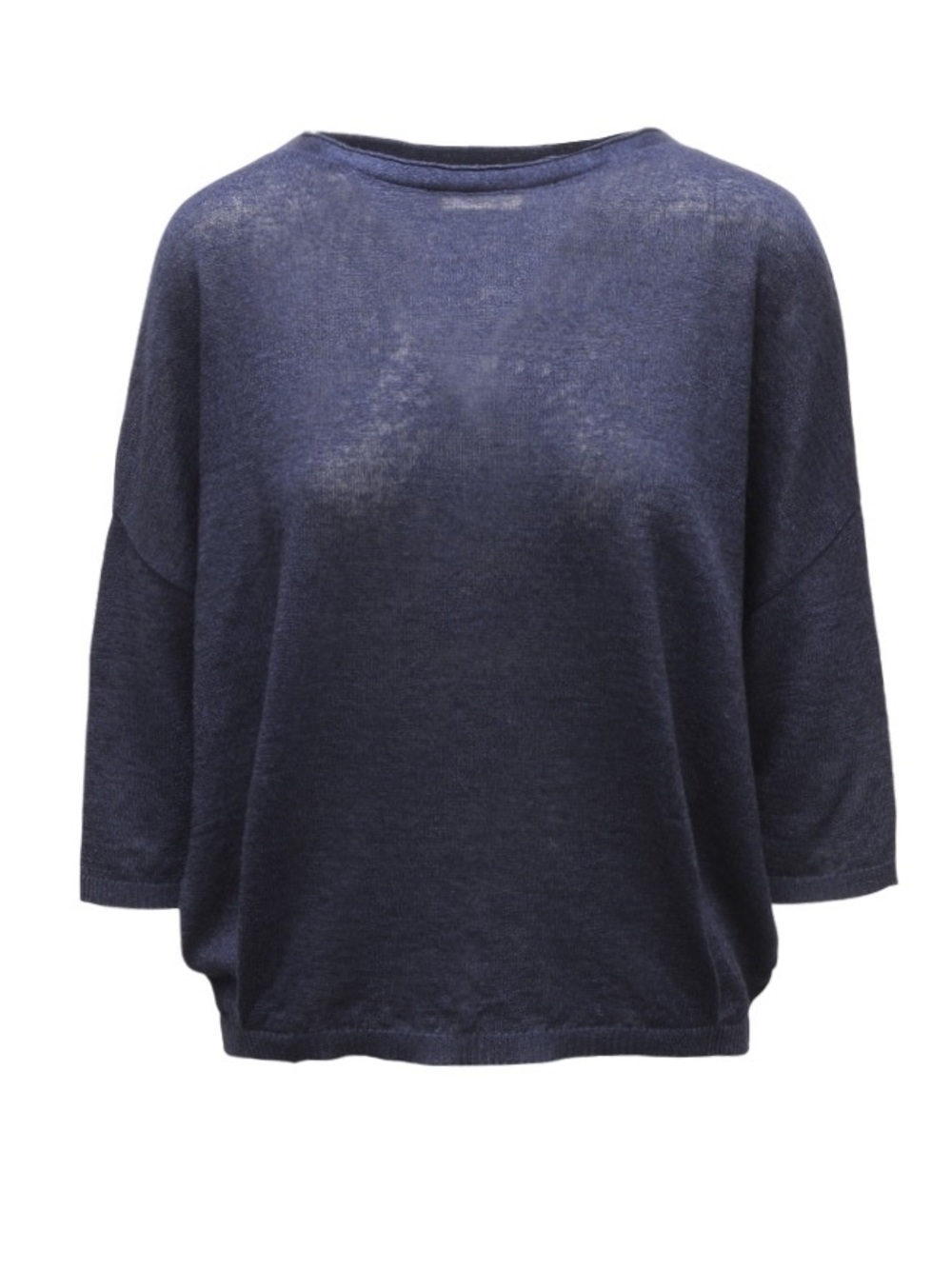 Poetry Boxy Navy Linen Top 3/4 Sleeve Oversized Coastal SzUS4